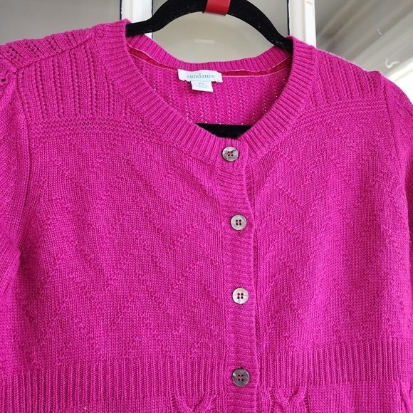 Sundance Pink Cable Knit Cardigan, Sz PS - Picture 5 of 7